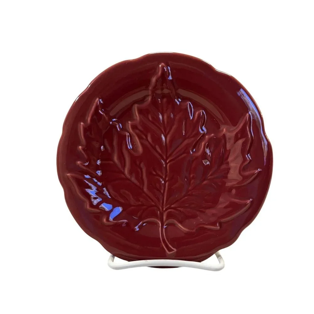 Longaberger Falling Leaves Pottery Plates Set of 4 Autumn Colors 6.75” Used